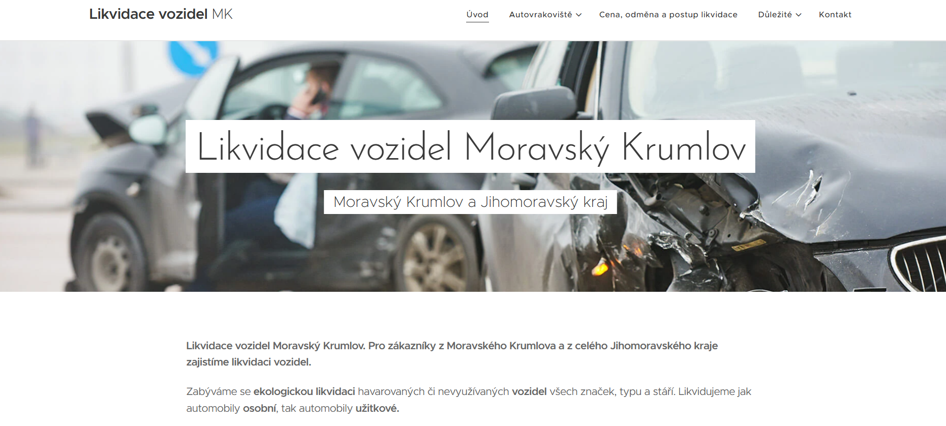 Tvorba webovych stranek Ekologicka likvidace vozidel Moravsky Krumlov